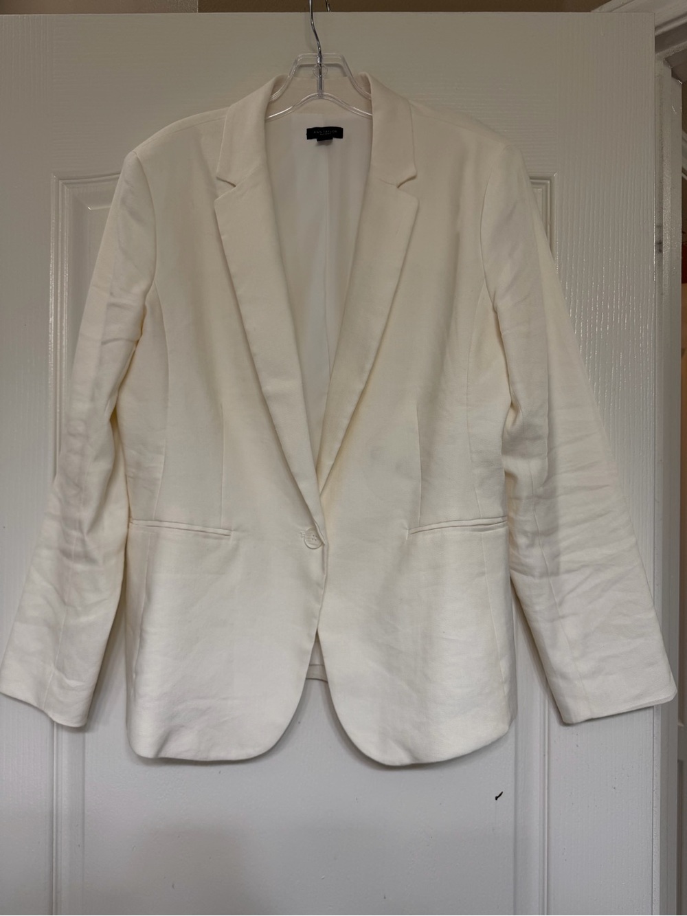 Ann Taylor Factory Cream Linen Blend Single-Button Blazer 12